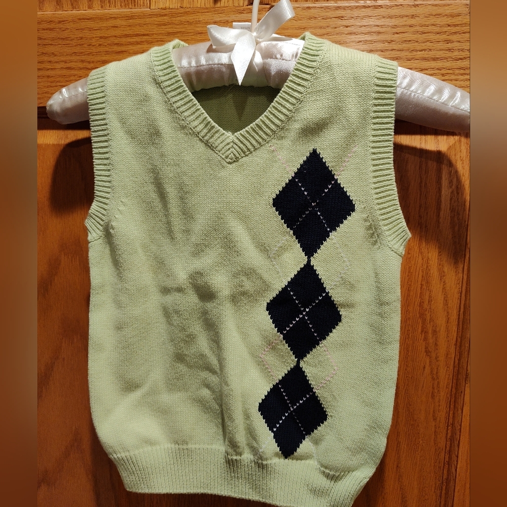 Gymboree boys 3T green argyle sweater vest